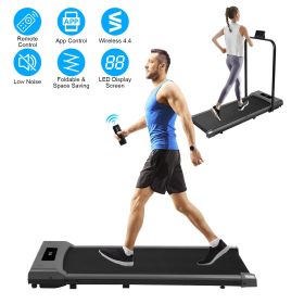 2-in-1 Under Desk Folding Treadmill Foldable Walking Pad with Remote Control Wireless App Control Free Installation Jogging Machine For Home Office