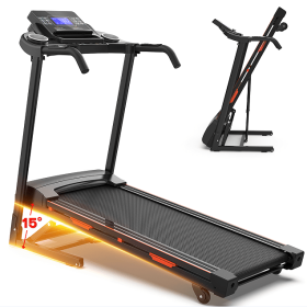 Bluetooth Folding Electric Treadmill 330 LBS Walking Aerobic Training 14.8KM/ h Running LCD Display 6in 3.5HP Motor, Tting Medium Treadmill Home / Off