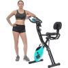 Folding Exercise Bike, Fitness Upright and Recumbent X-Bike with 10-Level Adjustable Resistance, Arm Bands and Backrest