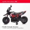 Red, Licensed Aprilia Electric Motorcycle, 6V Kids Motorcycle, Ride On Toy w/Training Wheels, LED Lights, Sounds & Music, Battery Powered Dirt Bike fo