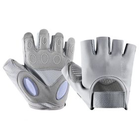 1 Pair Training Gloves Non-slip Fingerless Palm Protector Unisex Sweat-wicking Ridding Gloves for Outdoor Sports (Color: Grey, size: M)