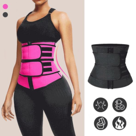 Modeling strap Neoprene Sauna Waist Trainer Corset Sweat Belt for Women Weight Loss Compression Trimmer Tummy Control Strap (Color: Pink, size: M)