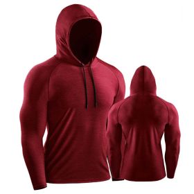 Male Training Shirts Quick Drying Gym Clothing Musculation Sportswear Fitness Running Jackets Rashguards Hoodies ropa deportiva (Color: Red 1, size: XXXL)