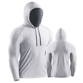 Male Training Shirts Quick Drying Gym Clothing Musculation Sportswear Fitness Running Jackets Rashguards Hoodies ropa deportiva (Color: Grey white 1, size: XXL)