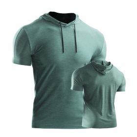 Male Training Shirts Quick Drying Gym Clothing Musculation Sportswear Fitness Running Jackets Rashguards Hoodies ropa deportiva (Color: Green 2, size: XXXL)