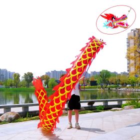 Lightweight Dragon Poi with 3D Dragon Head & Swing Rope Combo for Kids and Beginners, Flowy Dragon Ribbon Streamer Outdoor Fitness Golden Dragon Stage (Color: Golden Red, size: 16.4 FT)