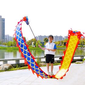 Lightweight Dragon Poi with 3D Dragon Head & Swing Rope Combo for Kids and Beginners, Flowy Dragon Ribbon Streamer Outdoor Fitness Golden Dragon Stage (Color: Golden Blue, size: 9.8 FT)