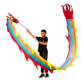 Lightweight Dragon Poi with 3D Dragon Head & Swing Rope Combo for Kids and Beginners, Flowy Dragon Ribbon Streamer Outdoor Fitness Golden Dragon Stage (Color: Rainbow Dragon, size: 16.4 FT)