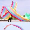 Lightweight Dragon Poi with 3D Dragon Head & Swing Rope Combo for Kids and Beginners, Flowy Dragon Ribbon Streamer Outdoor Fitness Golden Dragon Stage