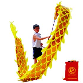 Lightweight Dragon Poi with 3D Dragon Head & Swing Rope Combo for Kids and Beginners, Flowy Dragon Ribbon Streamer Outdoor Fitness Golden Dragon Stage (Color: Golden Yellow, size: 16.4 FT)