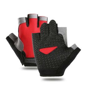 Breathable Fitness Gloves Gym Weightlifting Thin Non-slip Half Finger Gloves (size: L)