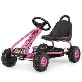 4 Wheel Pedal Powered Ride On Car with Adjustable Seat (Color: Pink)