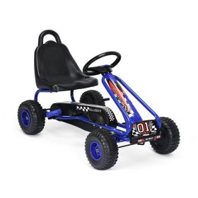 4 Wheel Pedal Powered Ride On Car with Adjustable Seat (Color: Blue)