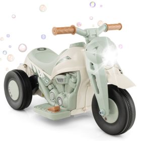 6V Kids Electric Ride on Motorcycle with Bubble Maker and Music (Color: Beige)