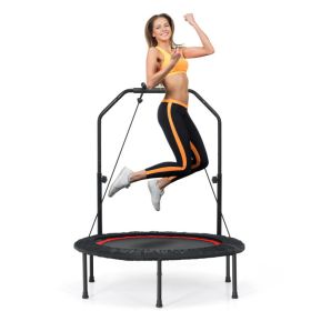 40 Inch Foldable Fitness Rebounder with Resistance Bands Adjustable Home (Color: Red)