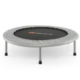 38 Inch Mini Folding Trampoline Portable Recreational Fitness Rebounder (Color: Gray)