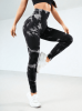 2024  New high-quality high-elastic tie-dye sports fitness trousers women's jacquard yoga trousers high-waisted peach buttocks trousers seamless outer