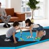 4-Panel PU Leather Folding Exercise Gym Mat with Hook and Loop Fasteners