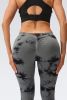 2024  New high-quality high-elastic tie-dye sports fitness trousers women's jacquard yoga trousers high-waisted peach buttocks trousers seamless outer